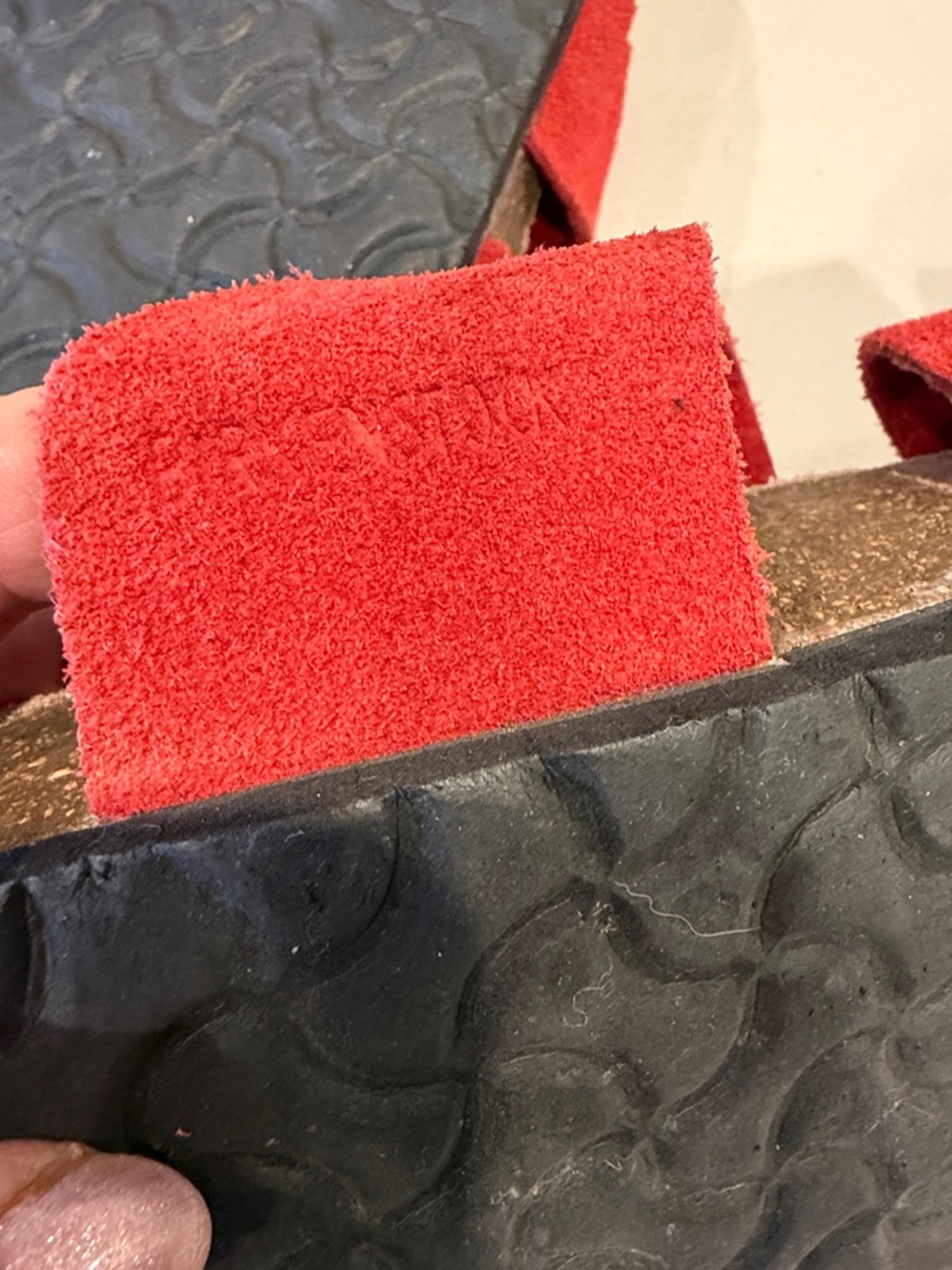 Birkenstock Red Suede Two-Strap Slide 41 leather EUC 10 10 1/2 - Picture 4 of 5